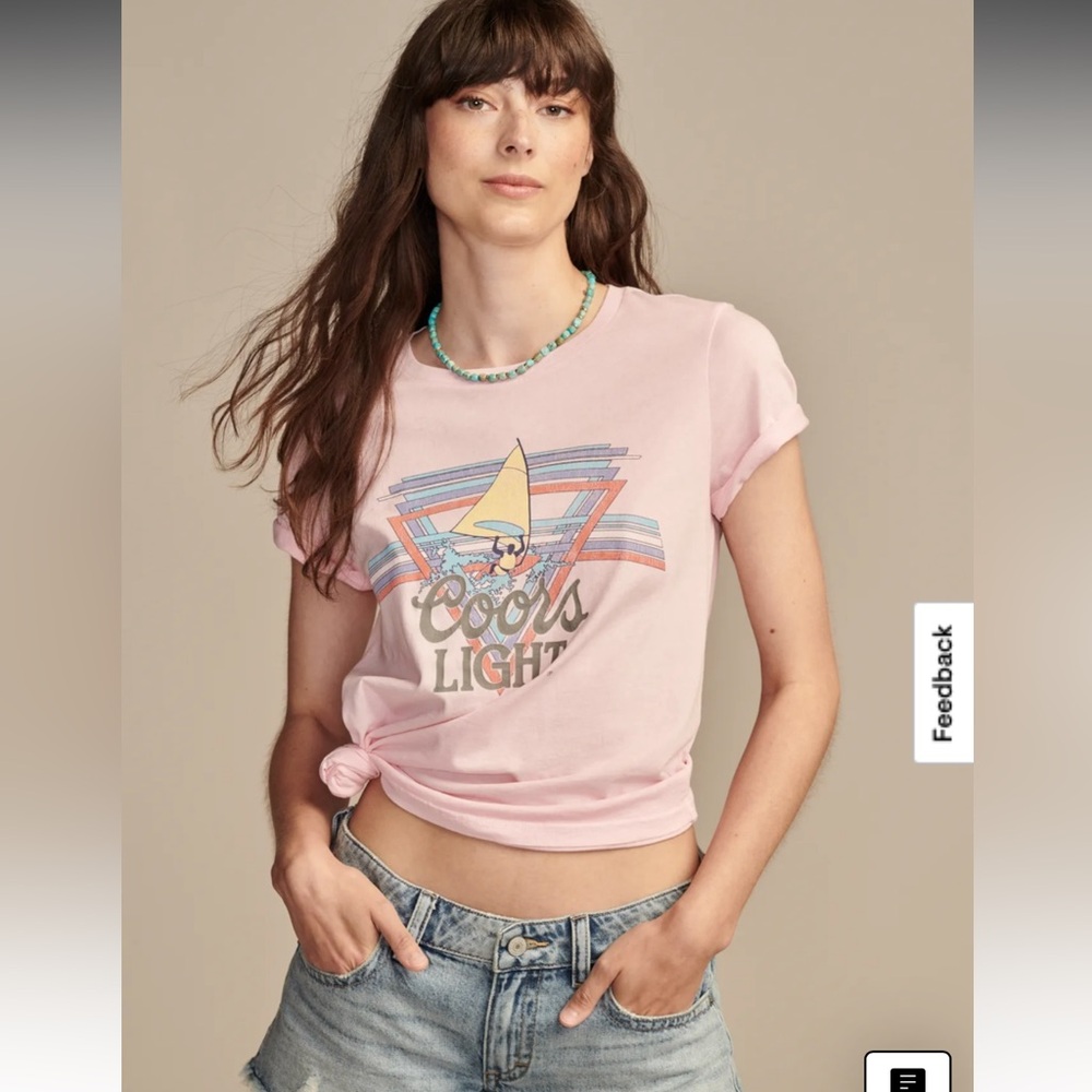 NWT lucky brand Coors light Pink Graphic Tee
